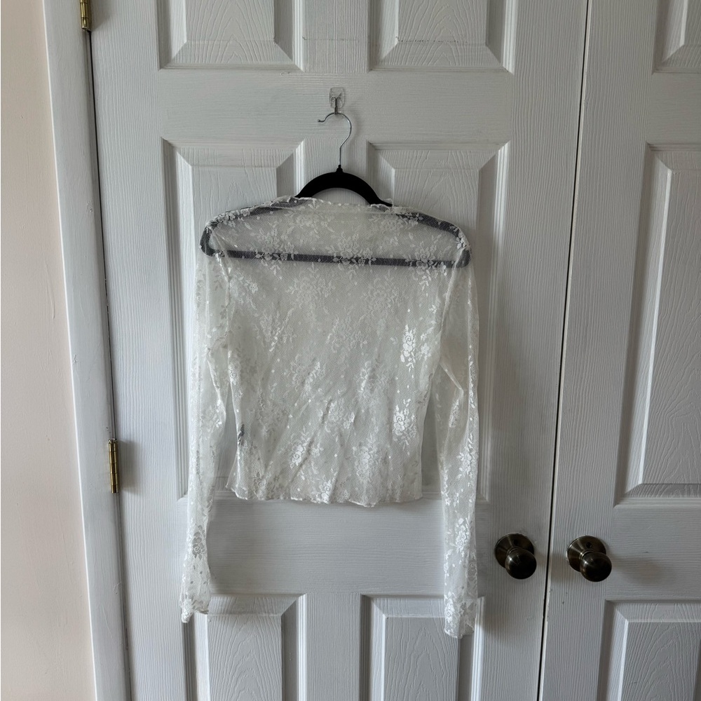 Target White Lace Long Sleeve Sheer Top